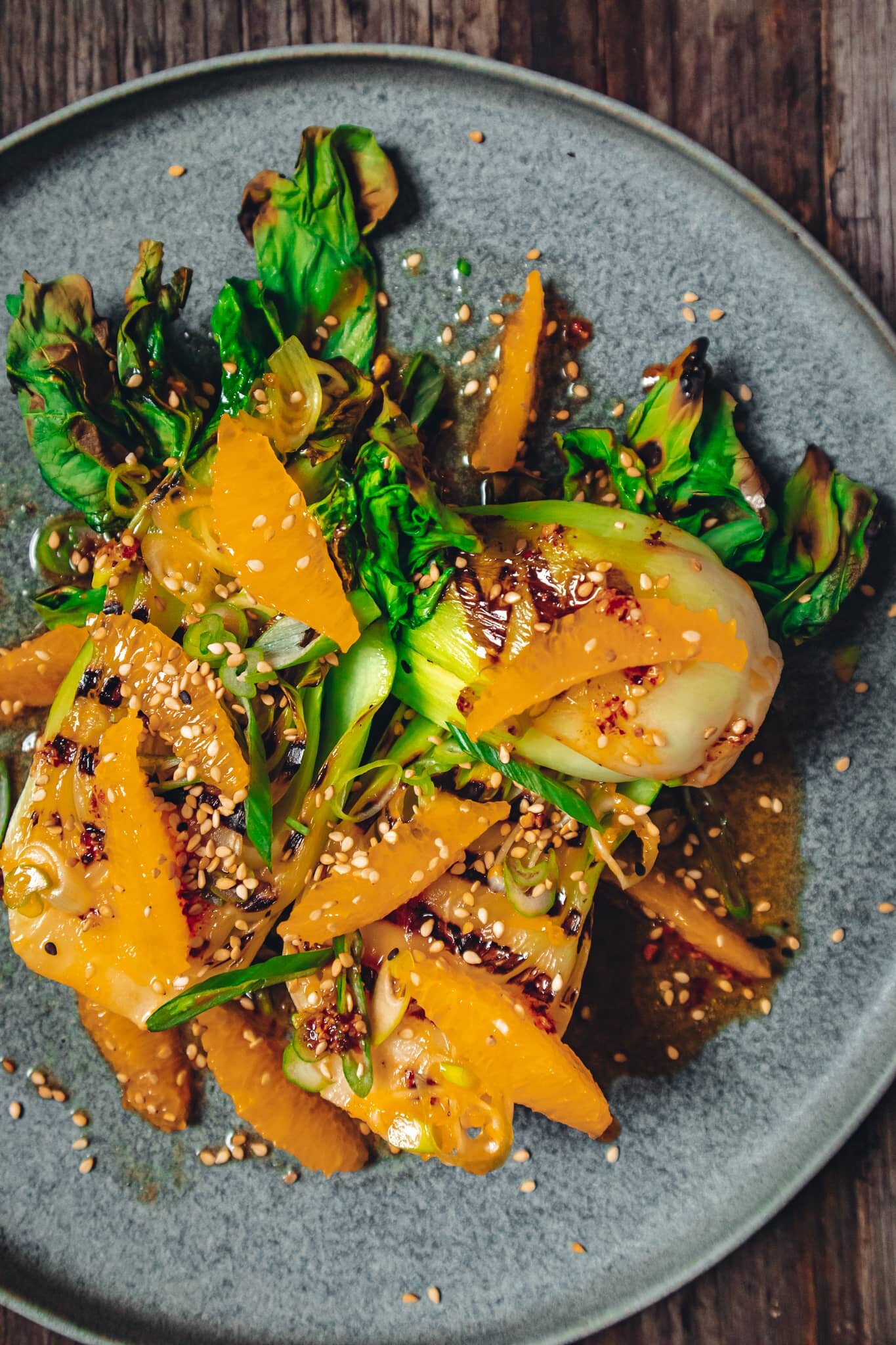Grilled Bok Choy with Orange and Chili